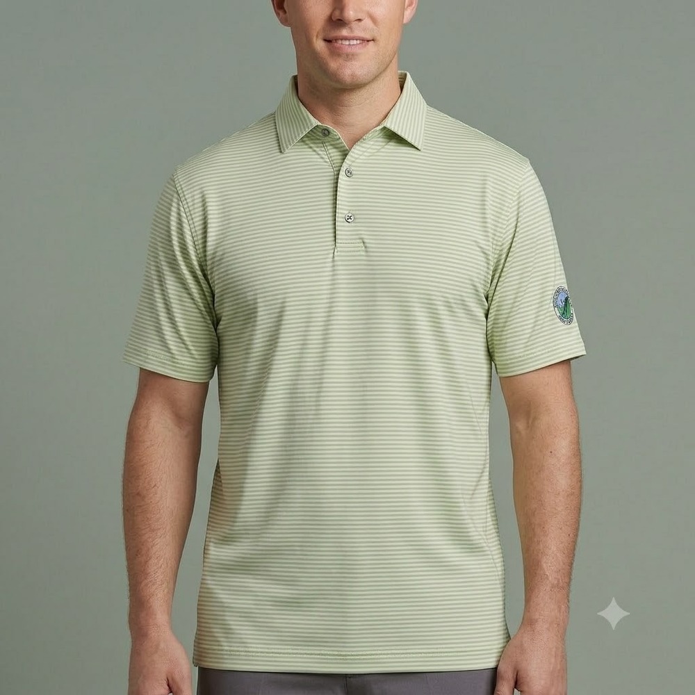 FootJoy Golf Polo Shirt Mens L Lime Green Grey Striped Performance ProDry